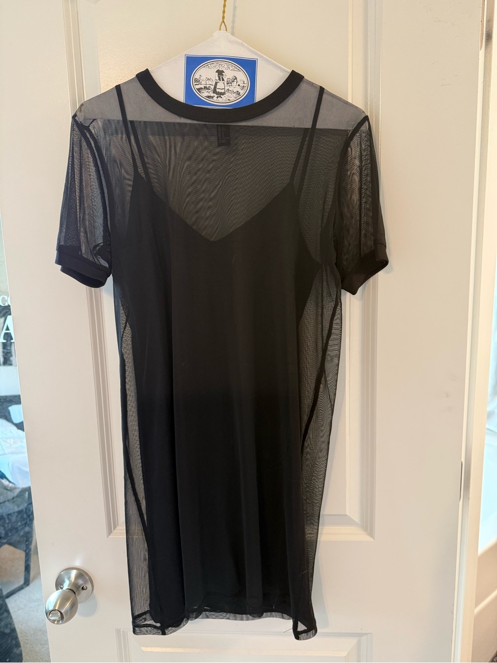 Forever 21 Black Sheer Mesh Mini Dress with Slip